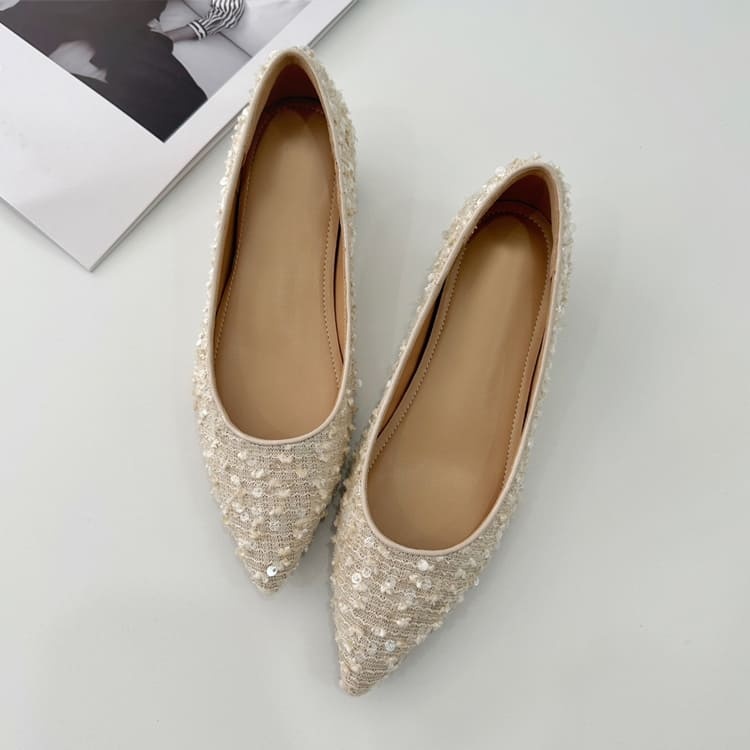 KENPOGEN ジャカード織りパンプス ポインテッドトゥシューズ インヒール 5cmUP 歩きやすい