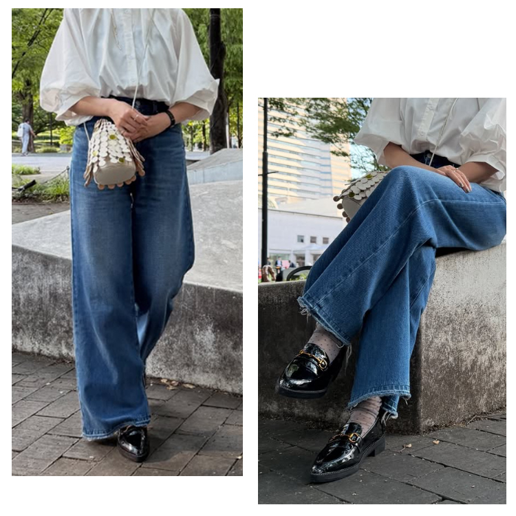 GWの大人カジュアルコーデに。たくさん歩く日にもおすすめの、大人の足元に映える上品なローファーを使ったスタイリング