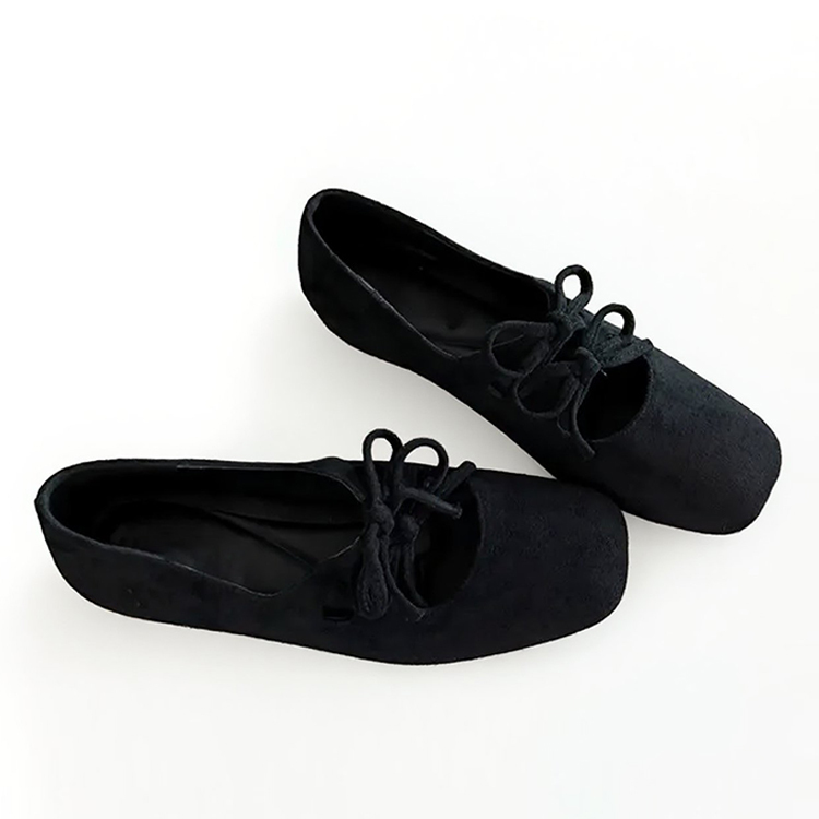 幅広4E パンプス スクエアトゥ ダブルリボン 甲高 大きいサイズ