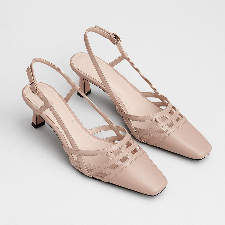 小さいサイズ サンダル バックストラップ 3.5cmUP ピンヒール 編み込み 脱げない 履きやすい