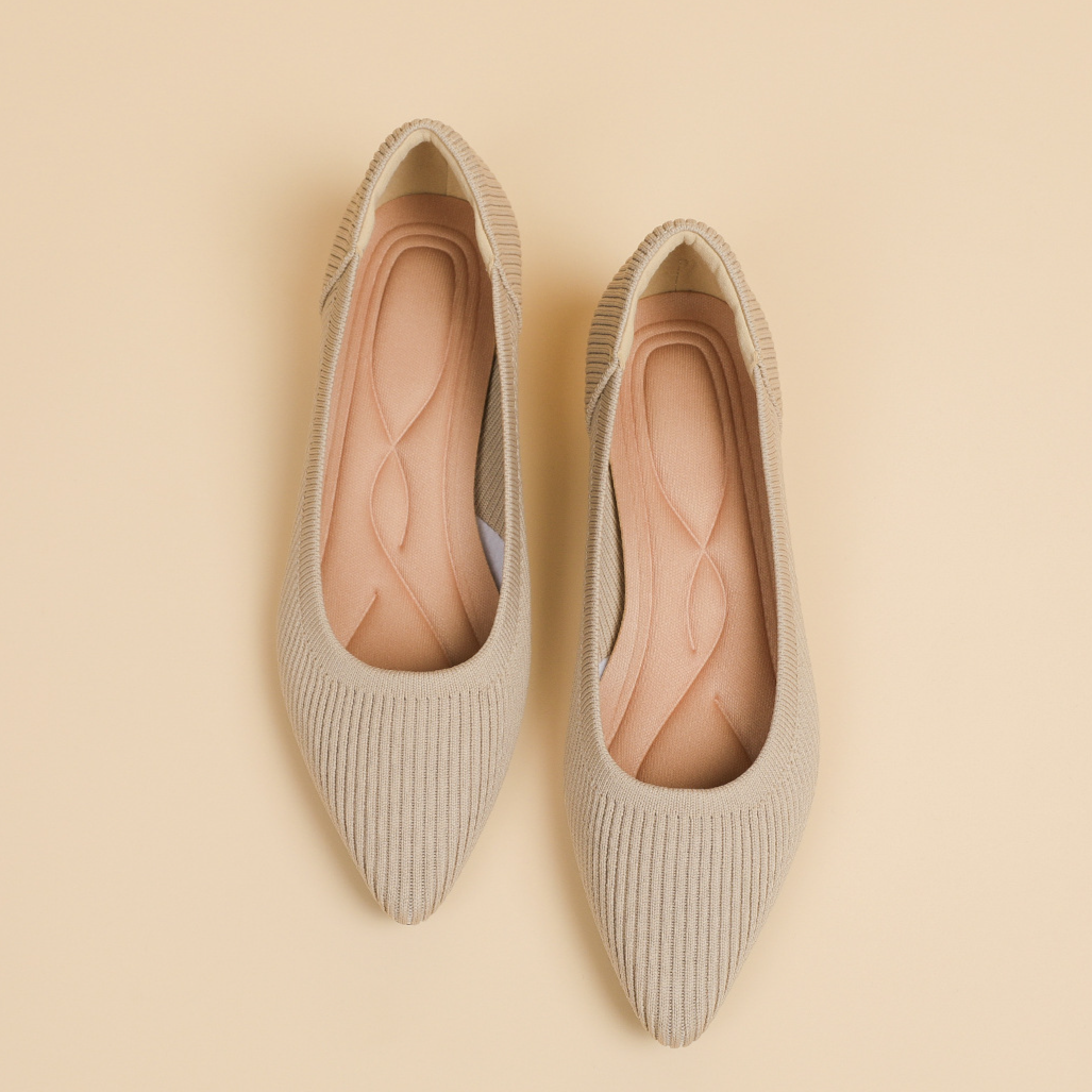 KENPOGEN ニットパンプス ポインテッドトゥパンプス 3cmUP 歩きやすい 疲れない