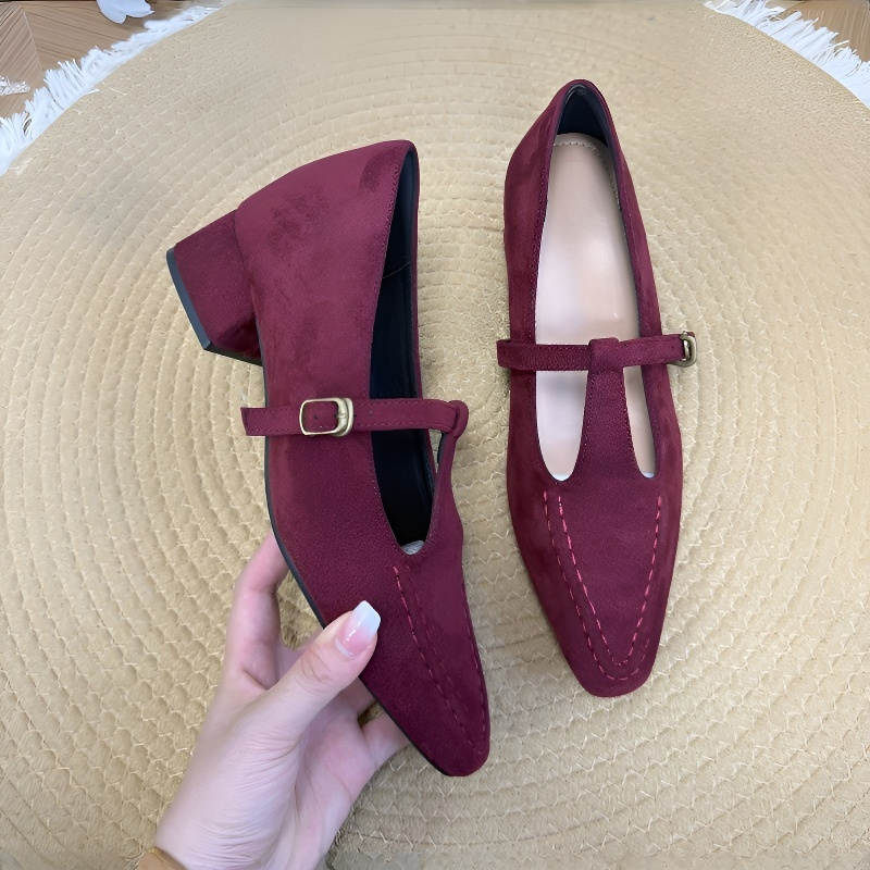 Tストラップ 7cmインヒールパンプス