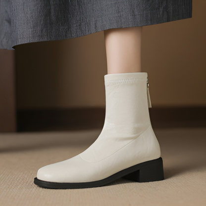 チャンキーヒール ストレッチブーツ