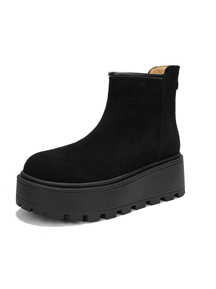 KENPOGEN ムートンブーツ 厚底靴 7cmUP バックファスナー付き 防寒対策 暖かい 歩きやすい カジュアル 冬用