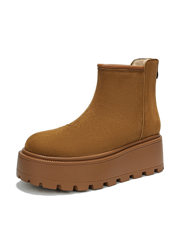 KENPOGEN ムートンブーツ 厚底靴 7cmUP バックファスナー付き 防寒対策 暖かい 歩きやすい カジュアル 冬用