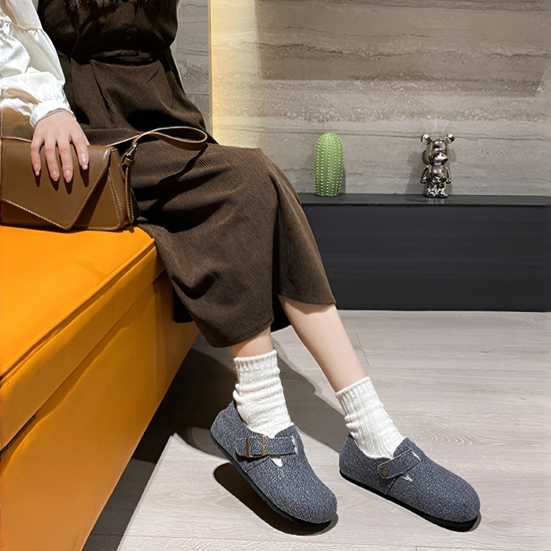 フェルト素材 裏起毛美脚コンフォートシューズ