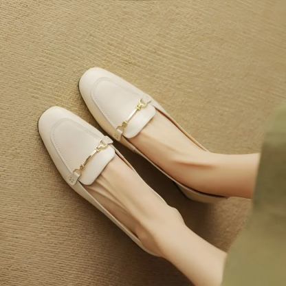 KENPOGEN ビットローファー 牛革 手作り スクエアトゥ 3.5cmチャンキーヒール 疲れにくい 通勤