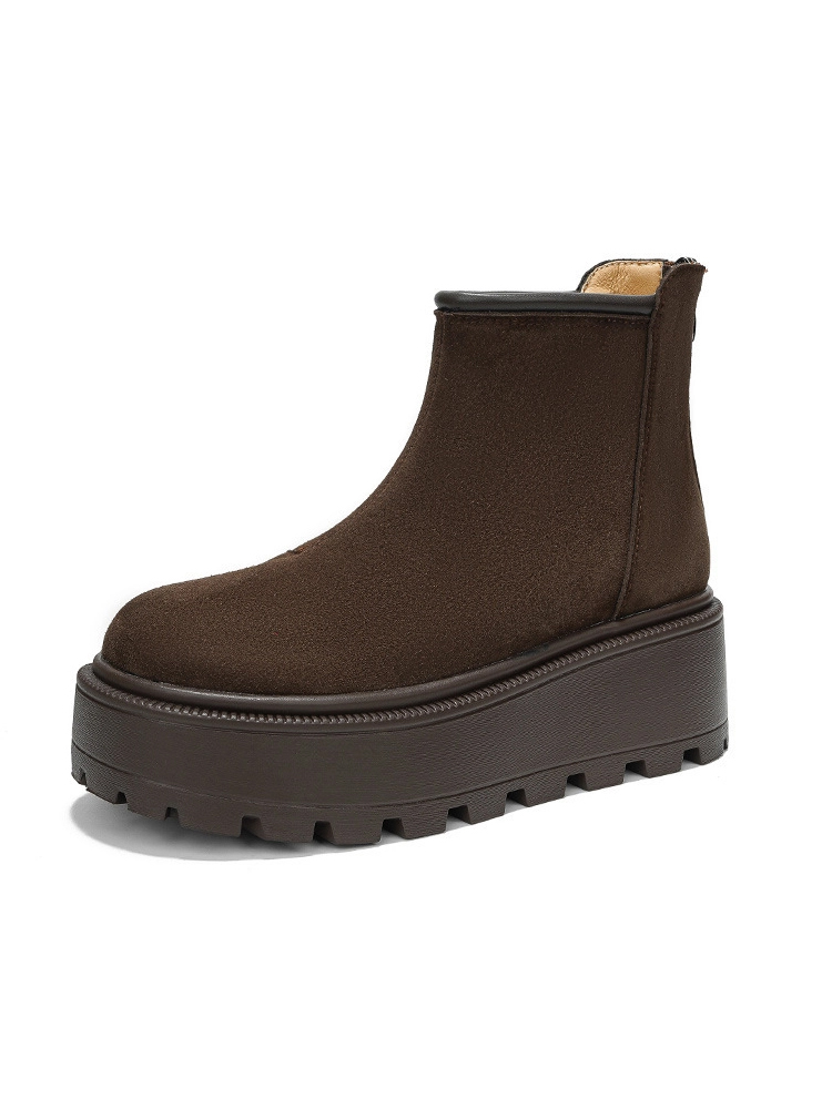 KENPOGEN ムートンブーツ 厚底靴 7cmUP バックファスナー付き 防寒対策 暖かい 歩きやすい カジュアル 冬用