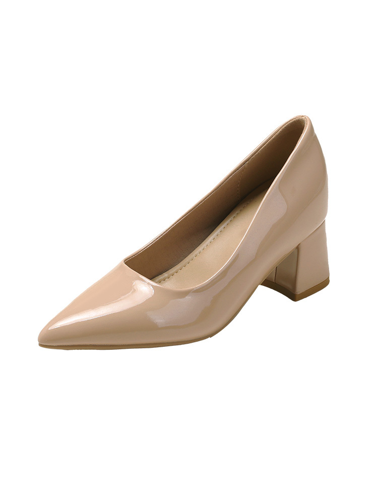 ポインテッドトゥ チャンキーヒール8cm美脚パンプス
