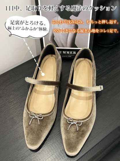 クラシカルリボン インヒールベロアメリージェーン