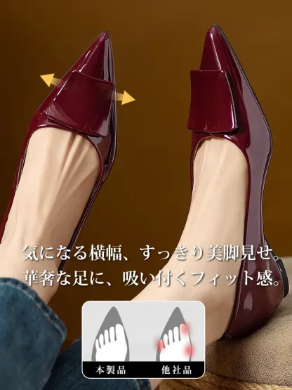KENPOGEN エナメルパンプス ポインテッドシューズ 4cmUP 痛くない 走れる 仕事用