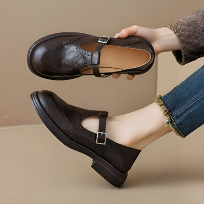 メダリオン Tストラップローファー