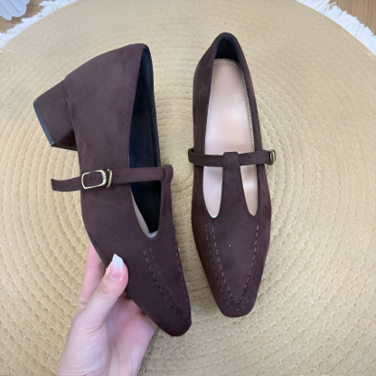 Tストラップ 7cmインヒールパンプス