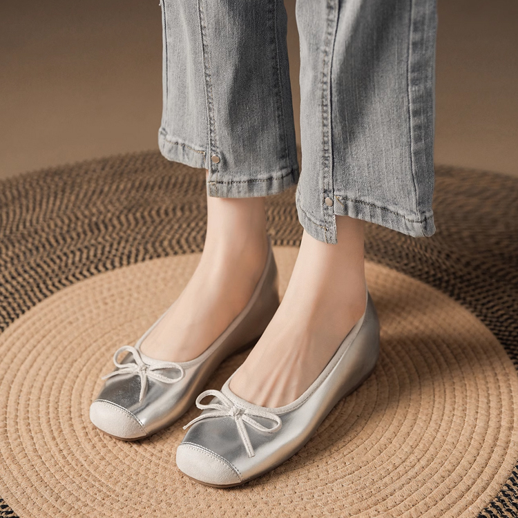 小さいサイズ インヒール切り替えバレエシューズ 5cmUP  歩きやすい 走れる