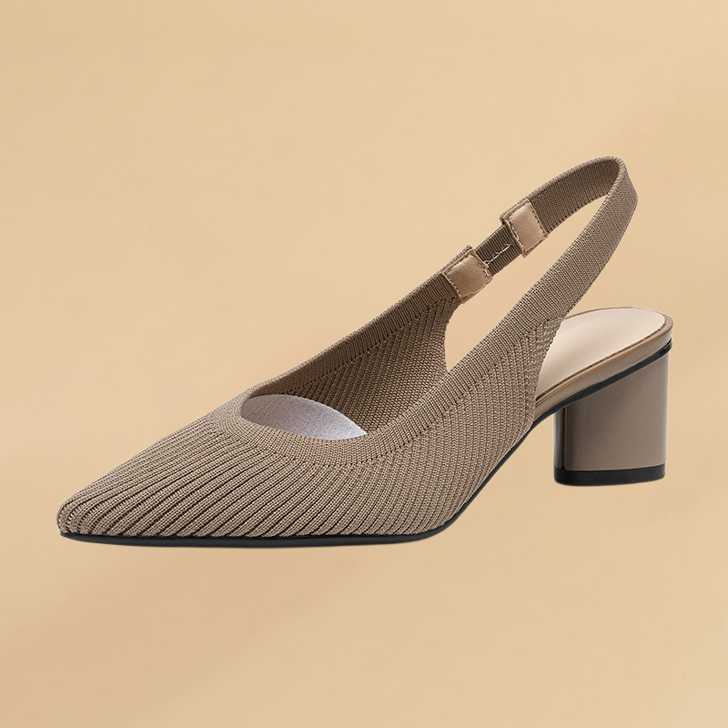 KENPOGEN メッシュサンダル ポインテッドトゥパンプス 5cmUP バックストラップ 歩きやすい