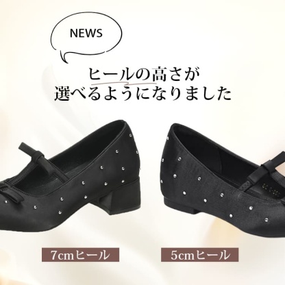 KENPOGEN ポインテッドトゥ パンプス Tストラップ シューズ インヒール5cmUP ダブルリボン 疲れない 歩きやすい