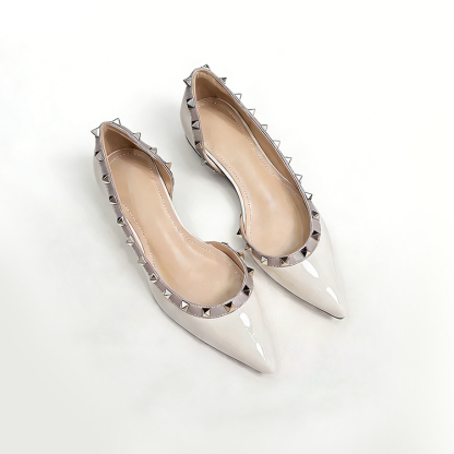 JL-KEN增高4CM铆钉V家尖头侧空凉鞋女