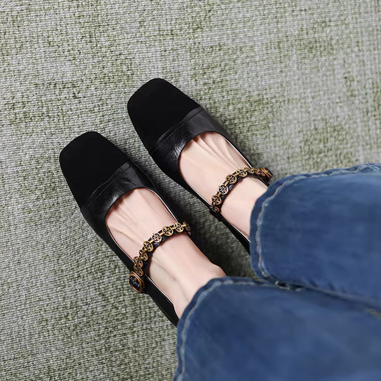 外反母趾ストラップシューズ 甲高 幅広 シークレット シューズ インヒール パンプス 幅広 可愛い ストラップ 歩きやすい レディース　ブラック