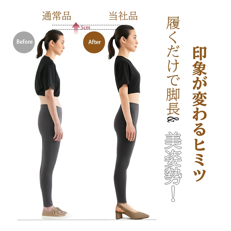 KENPOGEN メッシュサンダル ポインテッドトゥパンプス 5cmUP バックストラップ 歩きやすい