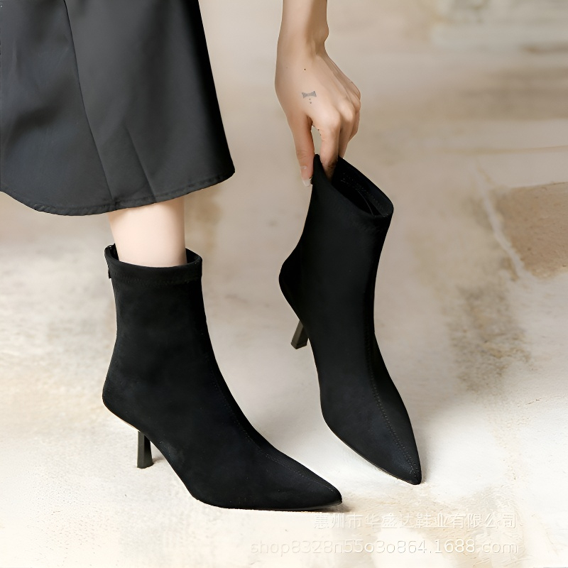 ピンヒール Vカットストレッチブーツ