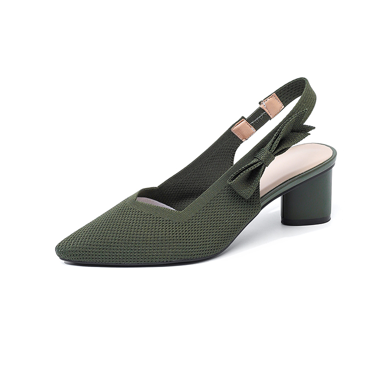 ポインテッドトゥ バックストラップニットパンプス