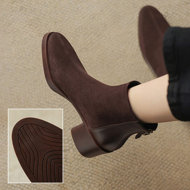 バックジップ スエード調ショートブーツ