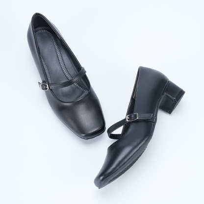 【外反母趾・幅広に優しい】KENPOGEN スクエアトゥ マリージェーン パンプス 5cmヒール 疲れにくい 安定感 チャンキーヒール 脱げない カジュアル フォーマル