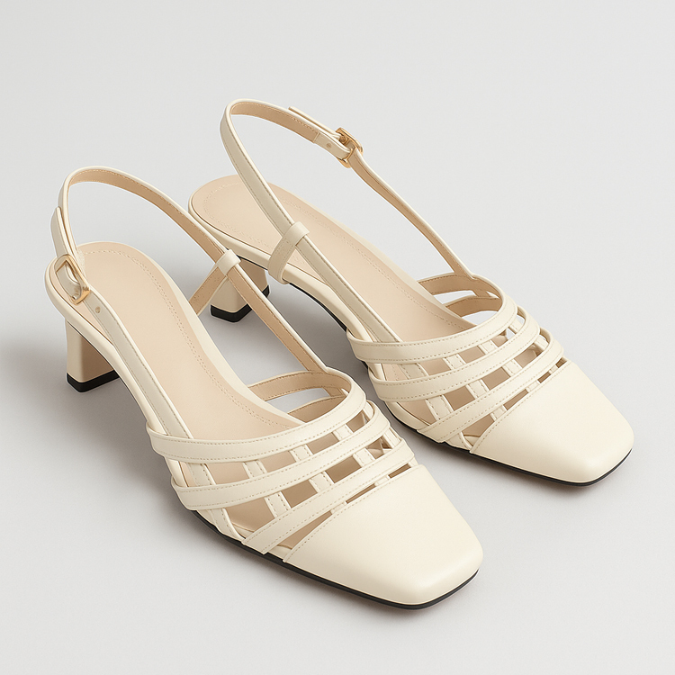 小さいサイズ サンダル バックストラップ 3.5cmUP ピンヒール 編み込み 脱げない 履きやすい