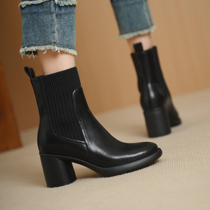 厚底チャンキーヒール サイドゴアブーツ