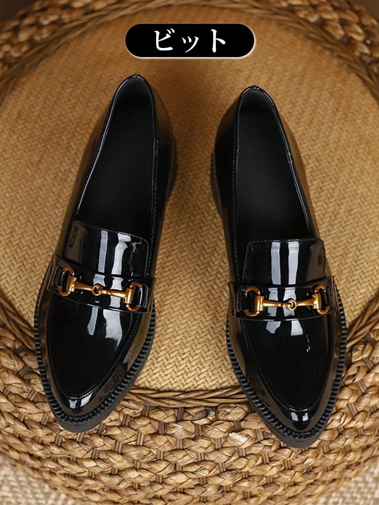 6cm身長アップ・晴雨兼用】KENPOGEN エナメルローファー インヒール