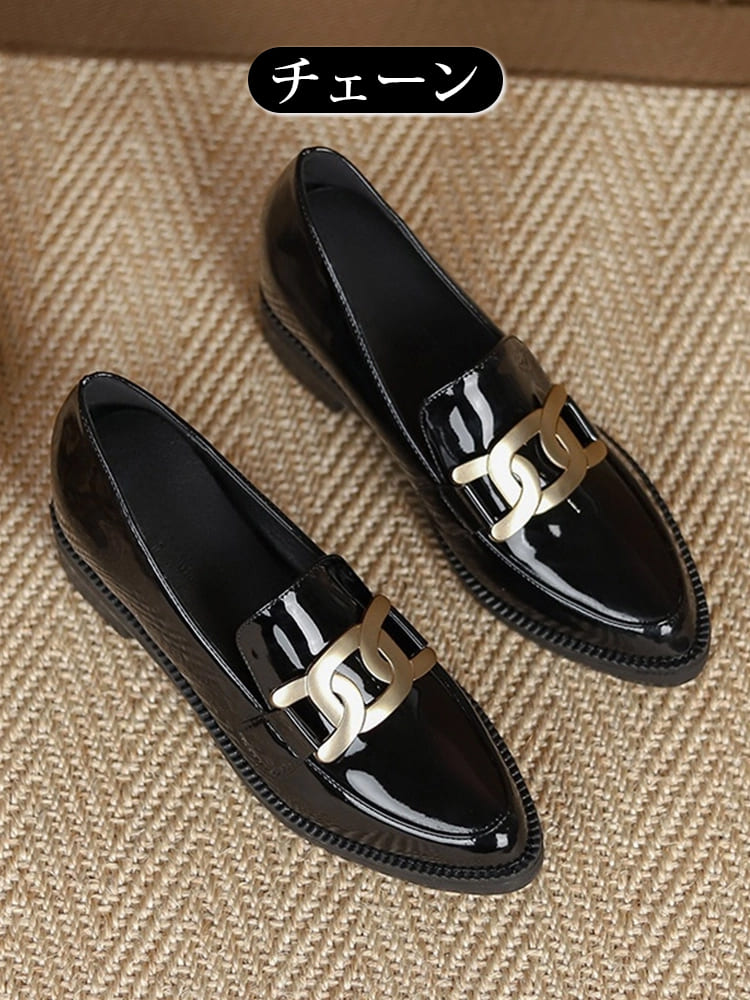 【ベストセラー】KENPOGEN エナメルローファー ポインテッドトゥ 6cmUP 選べる4デザイン 美脚インヒール 自然に身長盛れる 1日歩いても疲れない 通勤 オフィス