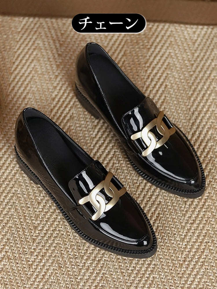 【ベストセラー】KENPOGEN エナメルローファー ポインテッドトゥ 6cmUP 選べる4デザイン 美脚インヒール 自然に身長盛れる 1日歩いても疲れない 通勤 オフィス