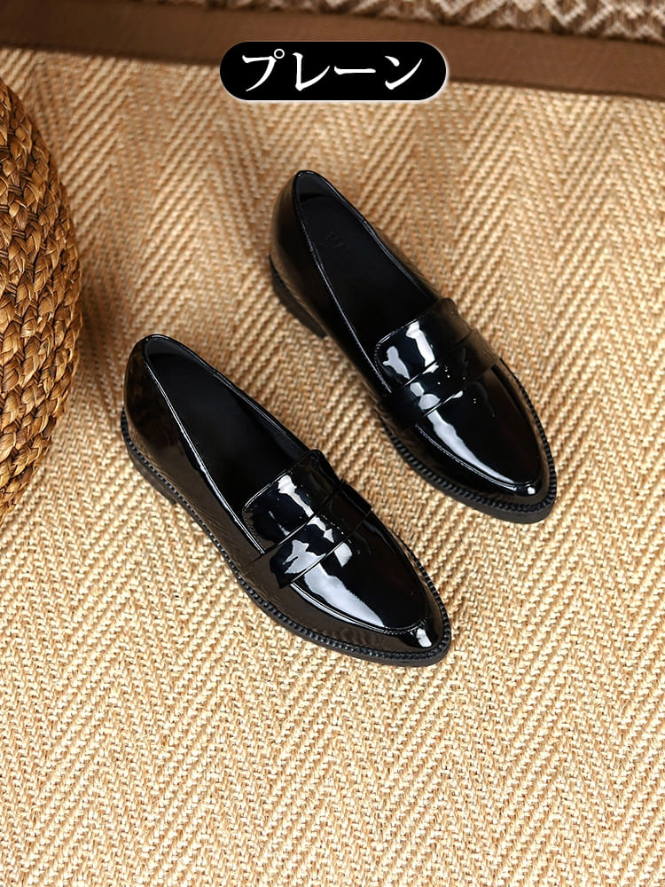 【ベストセラー】KENPOGEN エナメルローファー ポインテッドトゥ 6cmUP 選べる4デザイン 美脚インヒール 自然に身長盛れる 1日歩いても疲れない 通勤 オフィス