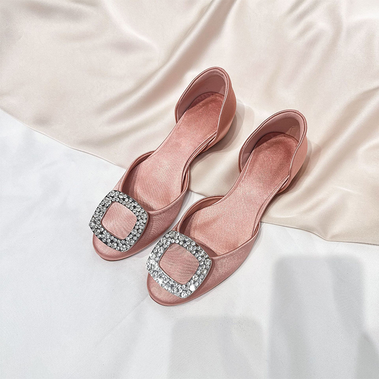 ビジューバックル サイドオープン 美脚パンプス