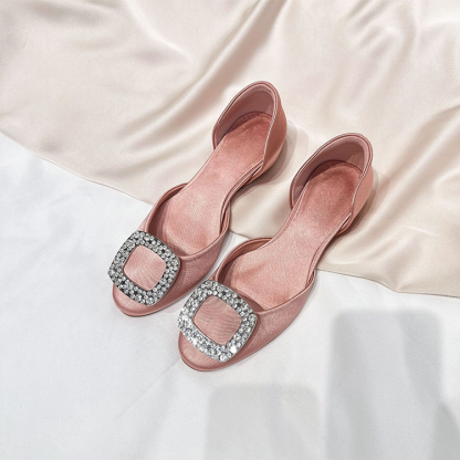 ビジューバックル サイドオープン 美脚パンプス