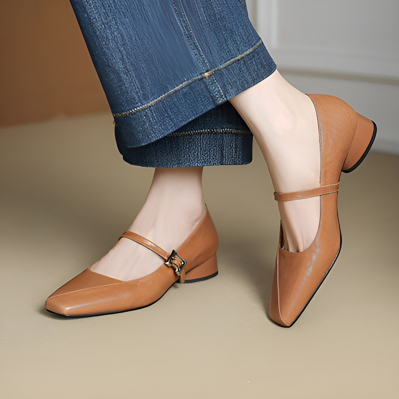 スクエアトゥウェッジソールメリージェーン