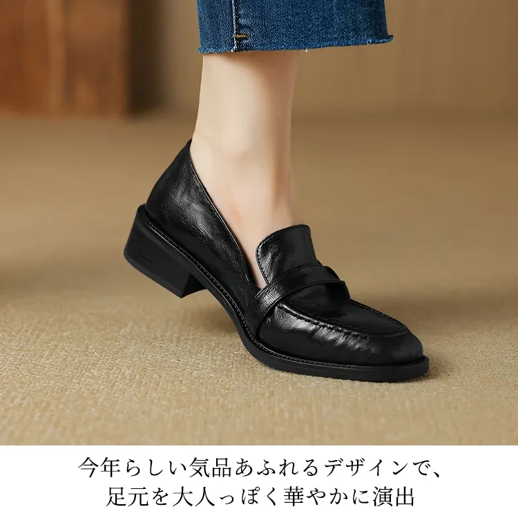 KENPOGEN バックルベルトローファー 3.5cmヒール 歩きやすい 走れる オフィス 通勤