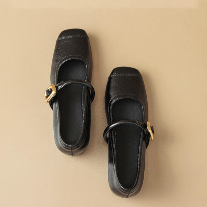 JUNE ジューン メリージェーン ストラップ 革靴 レザー ブラック 37 5cm足長見え】KENPOGEN ストラップパンプス レディース メリージェーン