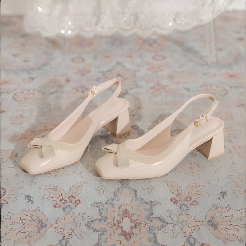 チャンキーヒール美脚スリングパンプス