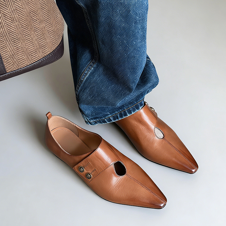 JL-KENアシンメトリー クロスストラップローファー