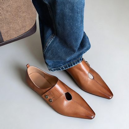 JL-KENアシンメトリー クロスストラップローファー