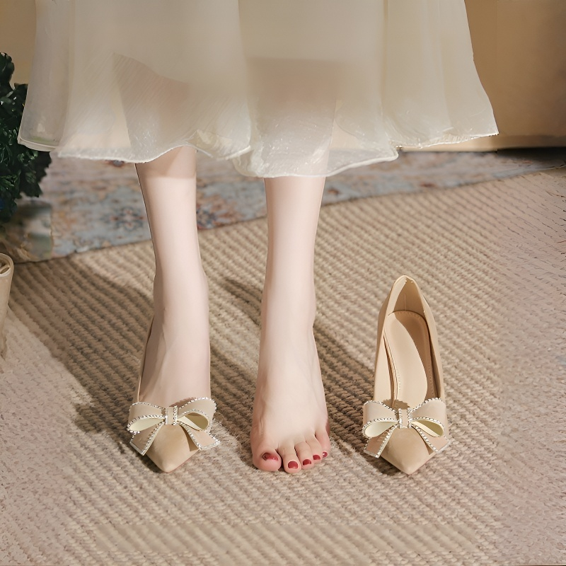 立体リボン スエードハイヒール