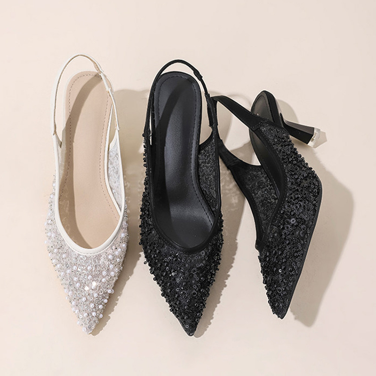 レースドット バックストラップパンプス