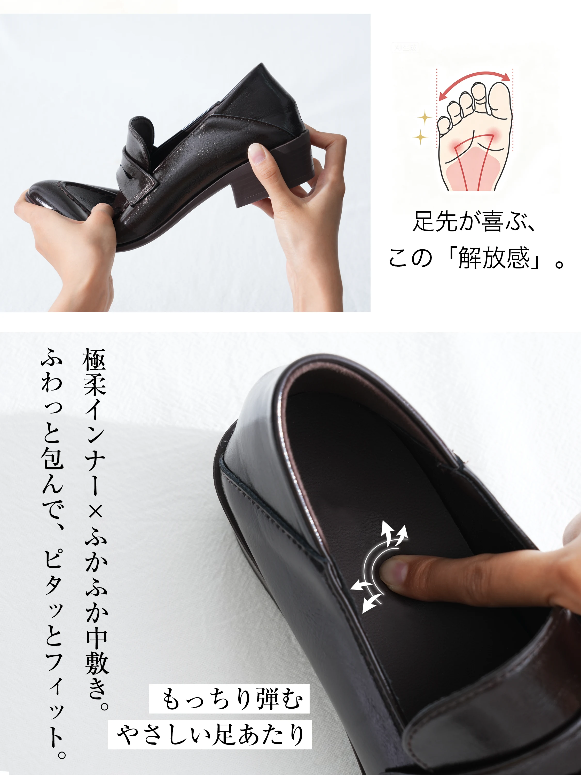 3.5cm美脚 エナメルコインローファー