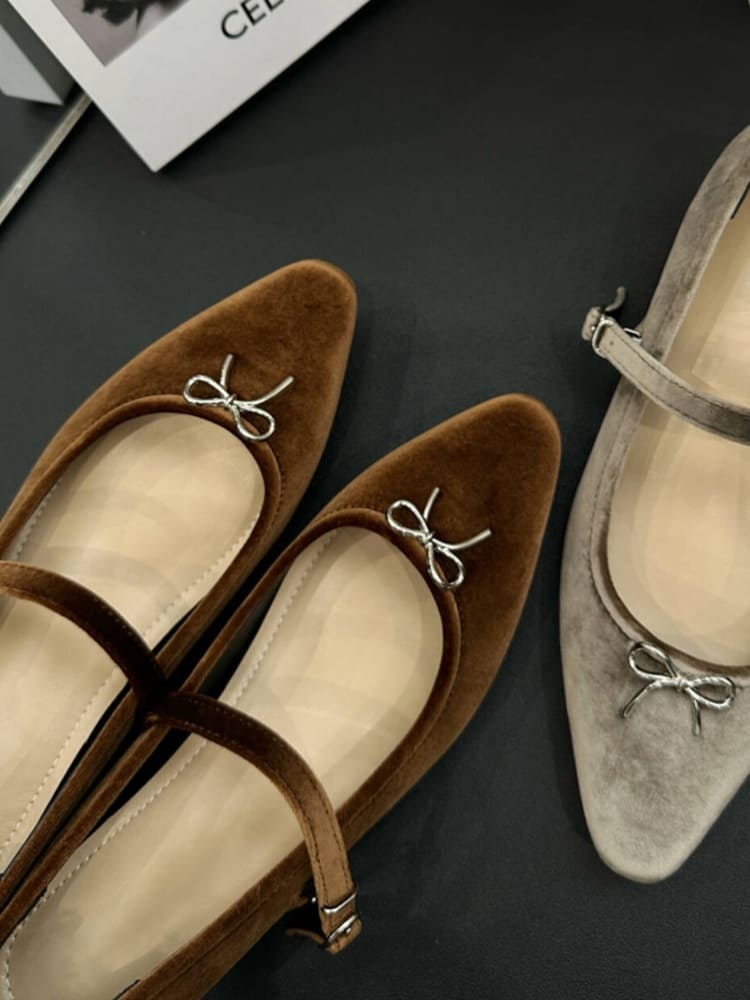 クラシカルリボン インヒールベロアメリージェーン