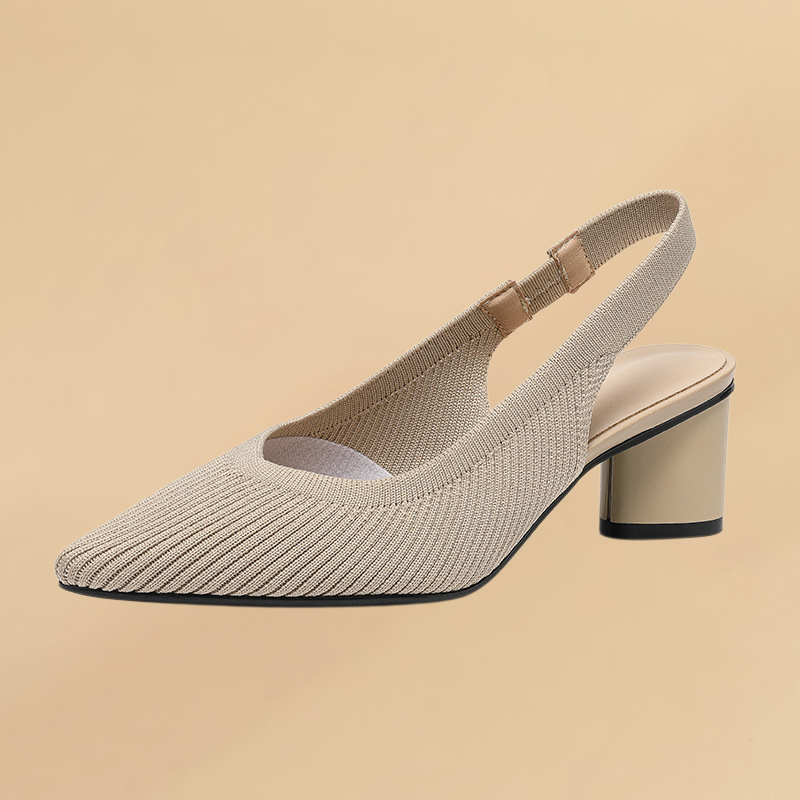 KENPOGEN メッシュサンダル ポインテッドトゥパンプス 5cmUP バックストラップ 歩きやすい