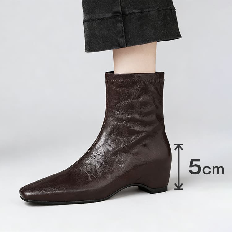 KENPOGEN ファスナー ブーツ インヒール ストレッチ 5cmUP スエード スムース ノーマル/裏起毛タイプ 快適フィット 秋冬