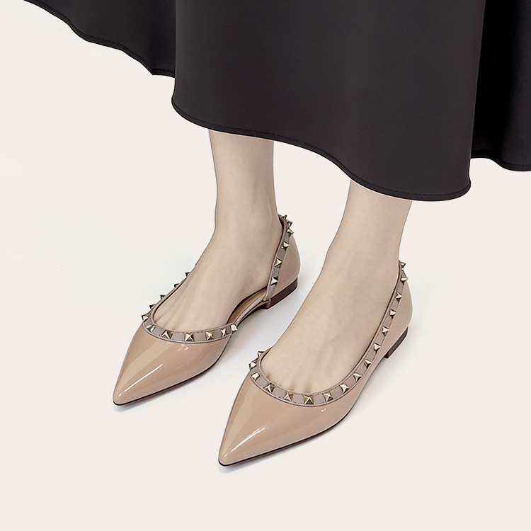 JL-KEN增高4CM铆钉V家尖头侧空凉鞋女