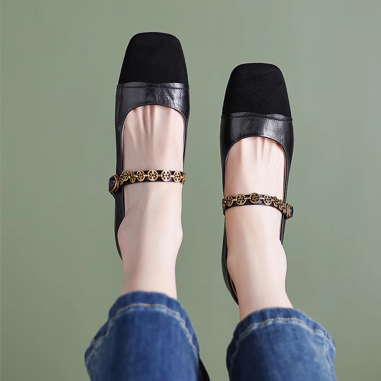 外反母趾ストラップシューズ 甲高 幅広 シークレット シューズ インヒール パンプス 幅広 可愛い ストラップ 歩きやすい レディース　ブラック