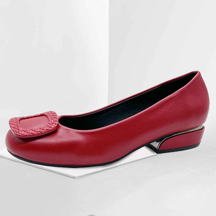 チャンキーヒール　パンプス　 3.0cmUP 　安定感抜群　 一日中歩いても疲れない　ワインレッド